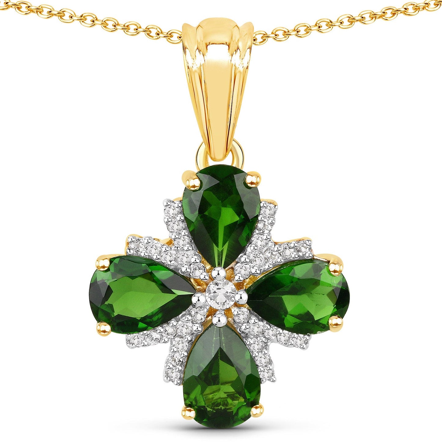 2.70 Carat Genuine Chrome Diopside and White Topaz .925 Sterling Silver Pendant - Pendants - p5907cdwt - gp - gallery - image - Omni Jewelcrafters