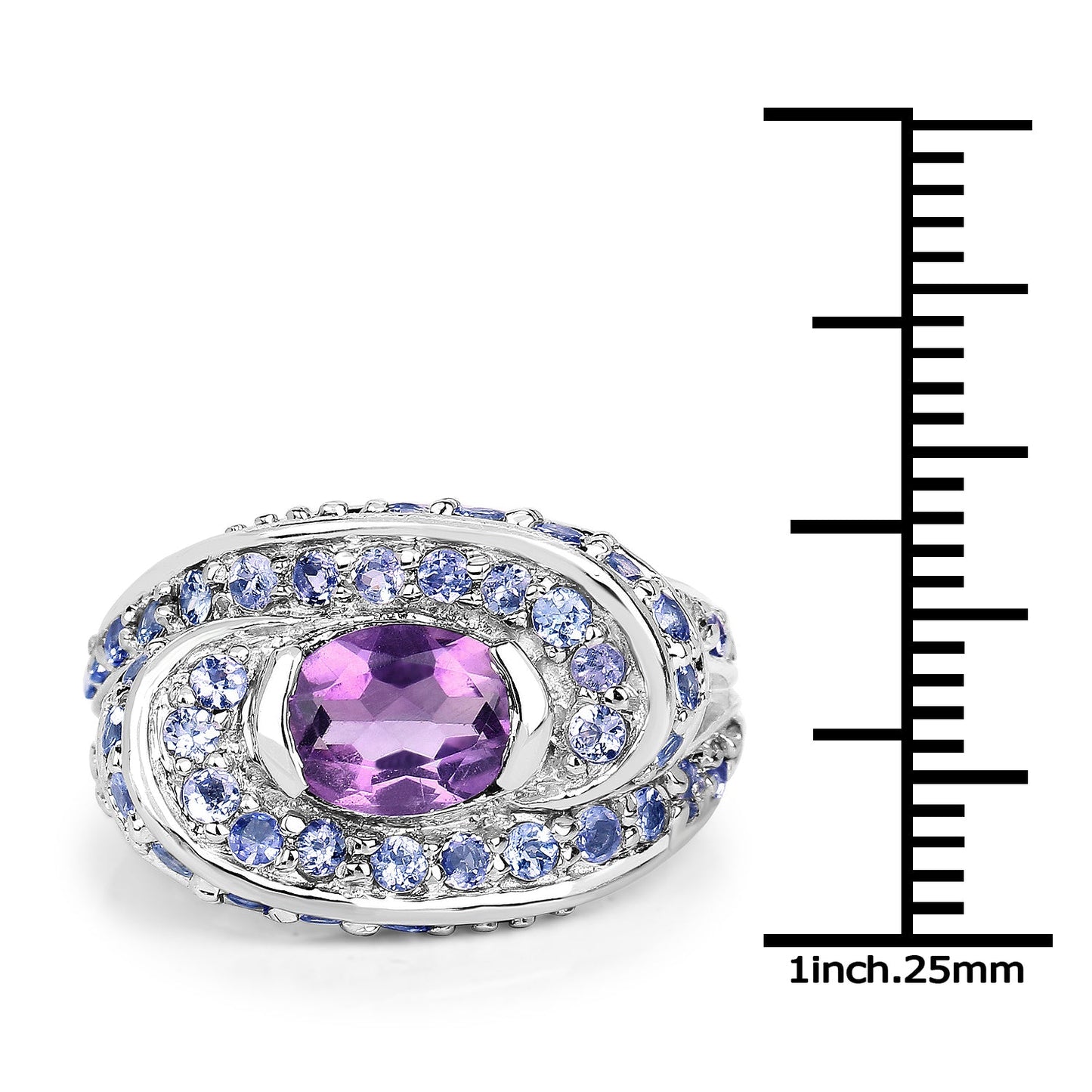 2.76 Carat Genuine Amethyst and Tanzanite .925 Sterling Silver Ring - Rings - r3136atan - view2 - image - Omni Jewelcrafters