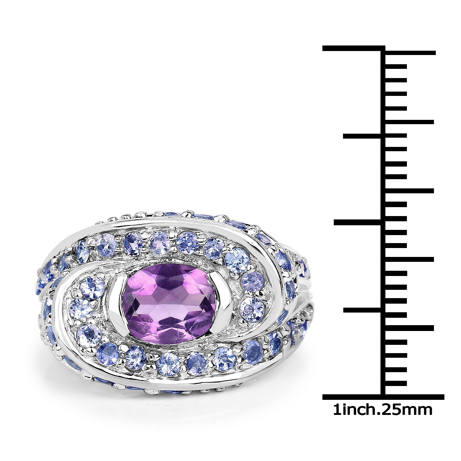 2.76 Carat Genuine Amethyst and Tanzanite .925 Sterling Silver Ring - Rings - r3136atan - view2 - image - Omni Jewelcrafters