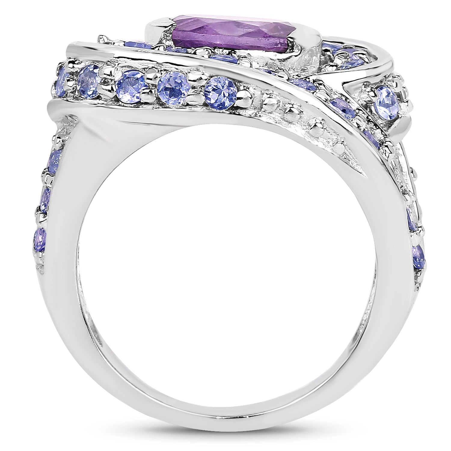 2.76 Carat Genuine Amethyst and Tanzanite .925 Sterling Silver Ring - Rings - r3136atan - view1 - image - Omni Jewelcrafters