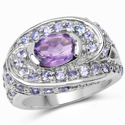 2.76 Carat Genuine Amethyst and Tanzanite .925 Sterling Silver Ring - Rings - r3136atan - gallery - image - Omni Jewelcrafters