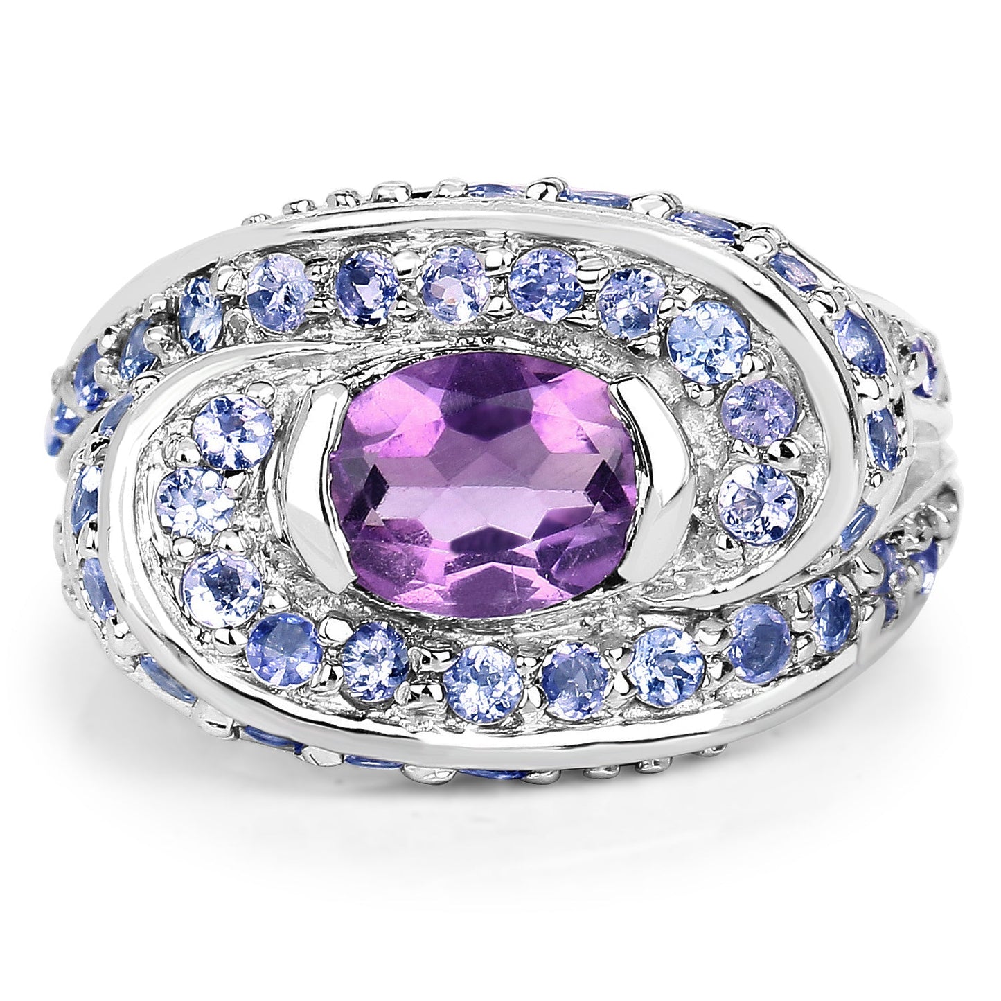 2.76 Carat Genuine Amethyst and Tanzanite .925 Sterling Silver Ring - Rings - r3136atan - view3 - image - Omni Jewelcrafters