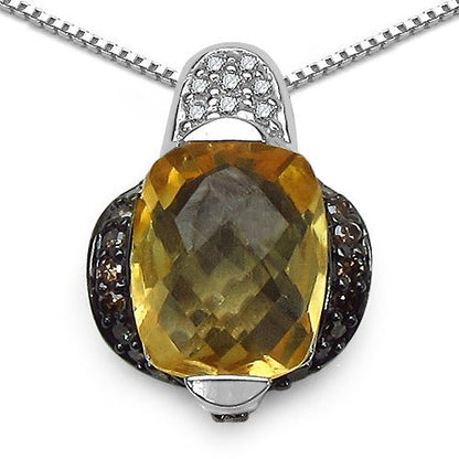 2.91 Carat Genuine Citrine, Champagne Diamond & White Diamond .925 Sterling Silver Pendant - Pendants - p3443cchd - gallery - image - Omni Jewelcrafters