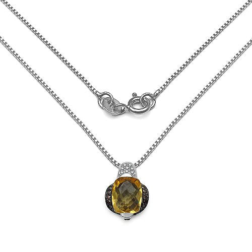 2.91 Carat Genuine Citrine, Champagne Diamond & White Diamond .925 Sterling Silver Pendant - Pendants - p3443cchd - view1 - image - Omni Jewelcrafters