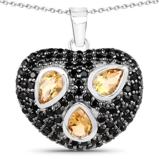 3.19 Carat Genuine Citrine and Black Spinel .925 Sterling Silver Pendant - Pendants - oskp1024cspinel - gallery - image - Omni Jewelcrafters