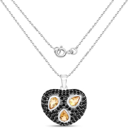 3.19 Carat Genuine Citrine and Black Spinel .925 Sterling Silver Pendant - Pendants - oskp1024cspinel - view1 - image - Omni Jewelcrafters