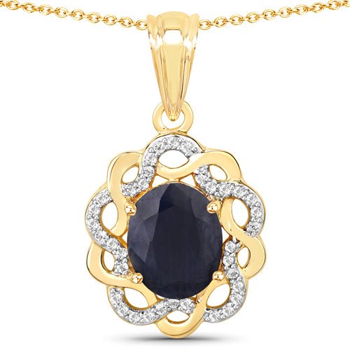 3.43 Carat Genuine Blue Sapphire and White Topaz .925 Sterling Silver Pendant - Pendants - p6055afrswt - gp - gallery - image - Omni Jewelcrafters