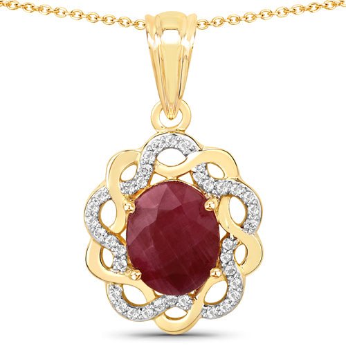 3.43 Carat Genuine Ruby and White Topaz .925 Sterling Silver Pendant - Pendants - p6055indrwt - gp - gallery - image - Omni Jewelcrafters