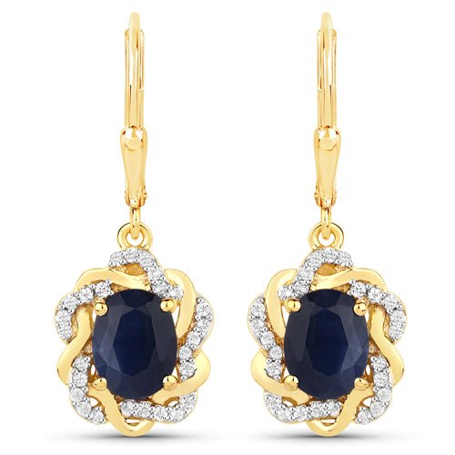 3.46 Carat Genuine Blue Sapphire and White Topaz .925 Sterling Silver Earrings - Earrings - e8880afrswt - gp - gallery - image - Omni Jewelcrafters