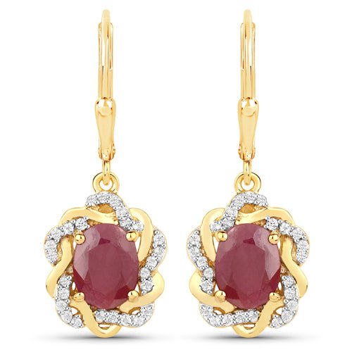 3.46 Carat Genuine Ruby and White Topaz .925 Sterling Silver Earrings - Earrings - e8880indrwt - gp - gallery - image - Omni Jewelcrafters