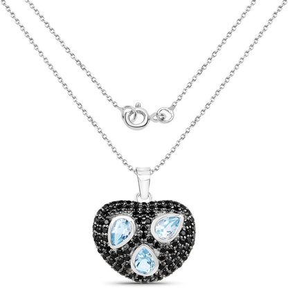 3.52 Carat Genuine Blue Topaz and Black Spinel .925 Sterling Silver Pendant - Pendants - oskp1024btspinel - view1 - image - Omni Jewelcrafters