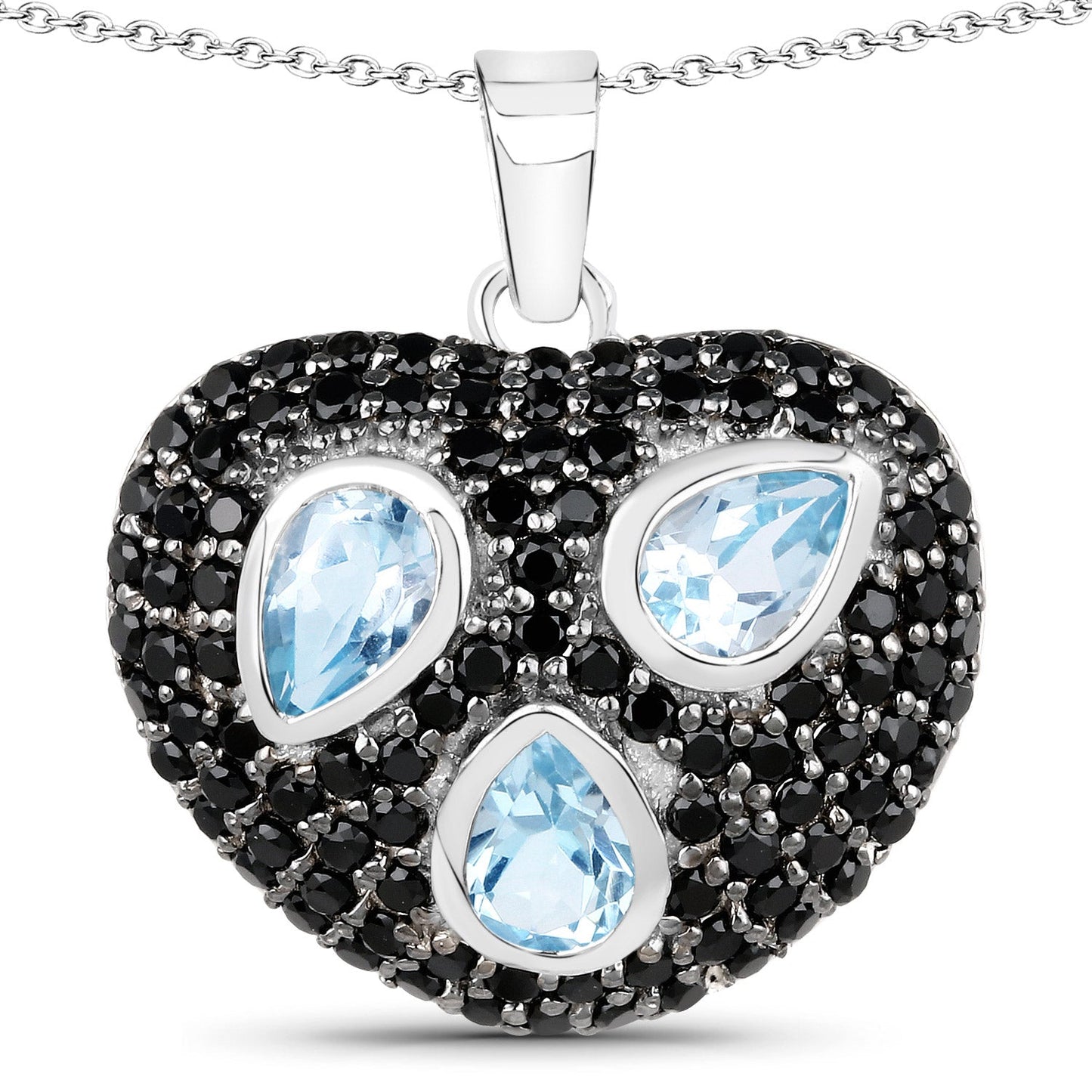 3.52 Carat Genuine Blue Topaz and Black Spinel .925 Sterling Silver Pendant - Pendants - oskp1024btspinel - gallery - image - Omni Jewelcrafters