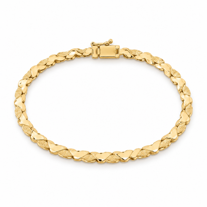 14K Yellow Gold Textured Wave-Link Fashion Bracelet