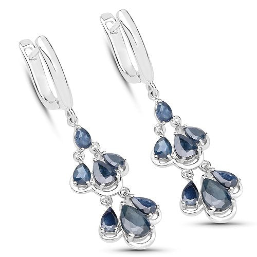 4.18 Carat Genuine Blue Sapphire .925 Sterling Silver Earrings - Earrings - e6061bsaph - gallery - image - Omni Jewelcrafters