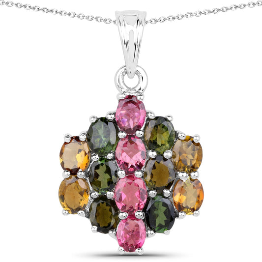 4.34 Carat Genuine Pink Tourmaline, Green Tourmaline & Brown Tourmaline .925 Sterling Silver Pendant - Pendants - p5153mt - gallery - image - Omni Jewelcrafters