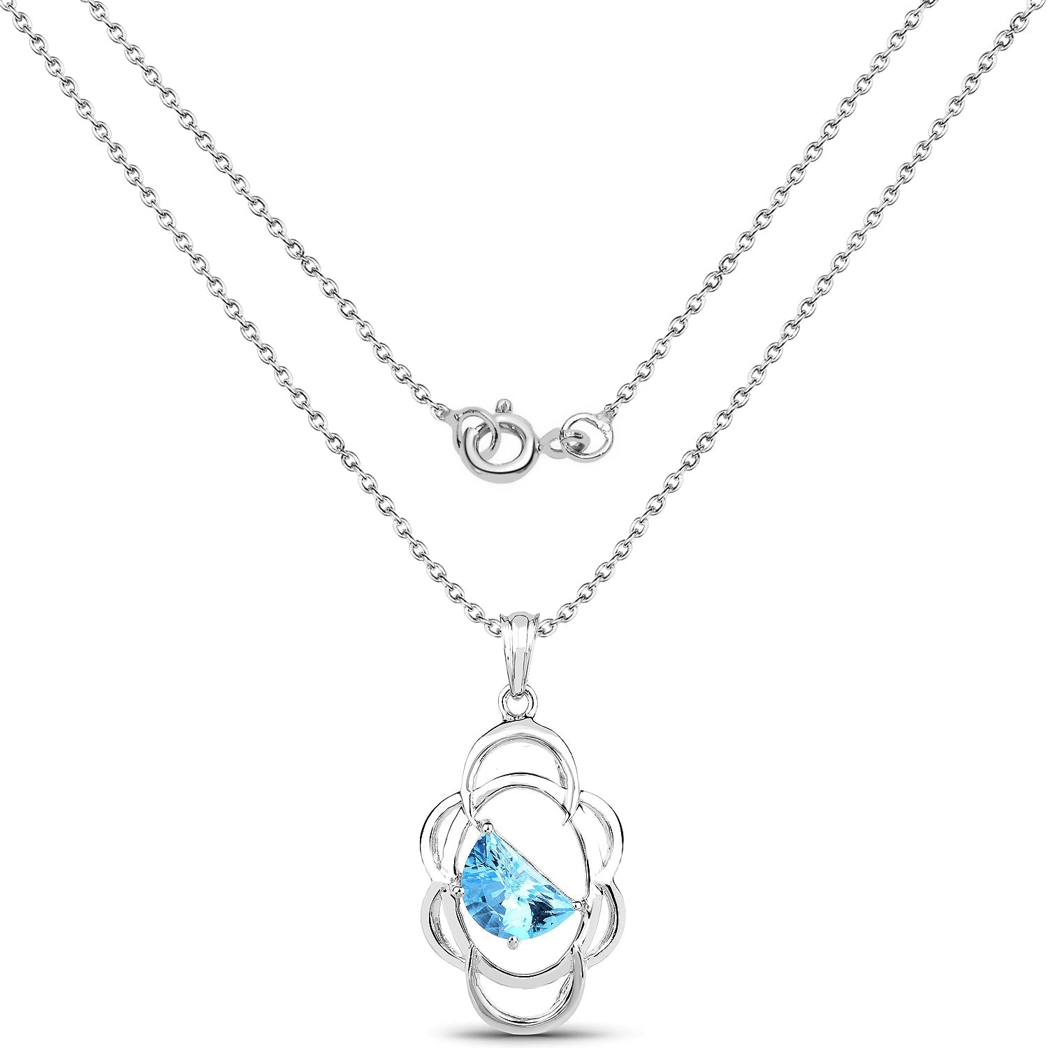 4.60 Carat Genuine Swiss Blue Topaz .925 Sterling Silver Pendant - Pendants - p4373sbt - view1 - image - Omni Jewelcrafters