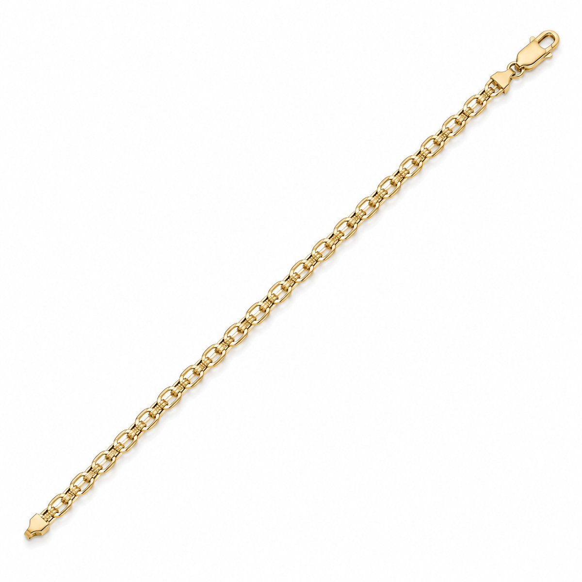 14K Yellow Gold Textured Oval-Link Chain Bracelet