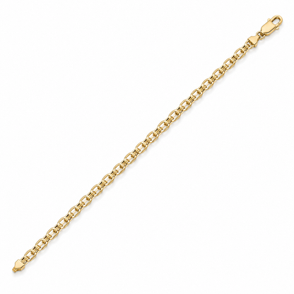 14K Yellow Gold Textured Oval-Link Chain Bracelet