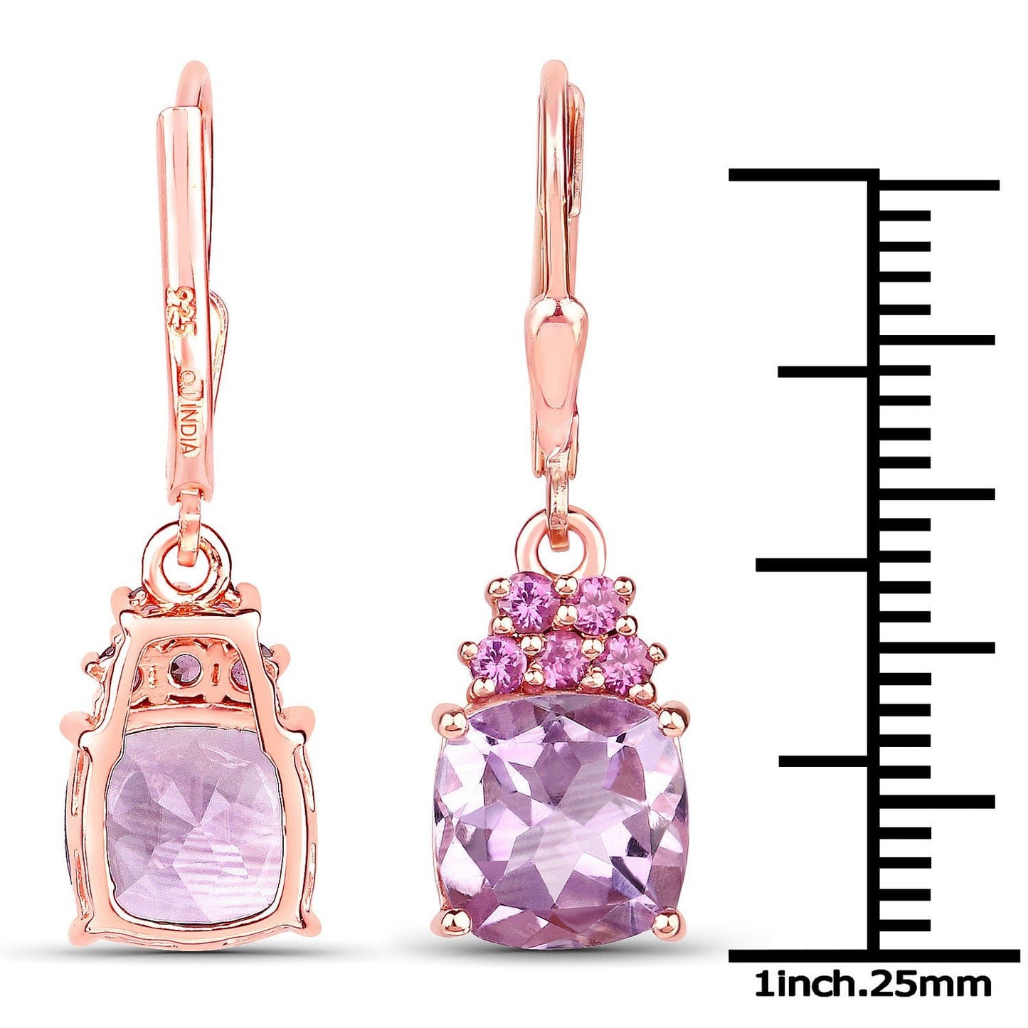 4.90 Carat Genuine Pink Amethyst and Rhodolite .925 Sterling Silver Earrings - Earrings - e6148pamyrh - rgp - view1 - image - Omni Jewelcrafters