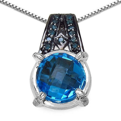 4.94 Carat Genuine Swiss Blue Topaz, Blue Diamond & White Diamond .925 Sterling Silver Pendant - Pendants - p3421bsbtbld - gallery - image - Omni Jewelcrafters