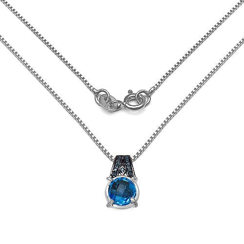 4.94 Carat Genuine Swiss Blue Topaz, Blue Diamond & White Diamond .925 Sterling Silver Pendant - Pendants - p3421bsbtbld - view1 - image - Omni Jewelcrafters