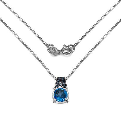 4.94 Carat Genuine Swiss Blue Topaz, Blue Diamond & White Diamond .925 Sterling Silver Pendant - Pendants - p3421bsbtbld - view1 - image - Omni Jewelcrafters