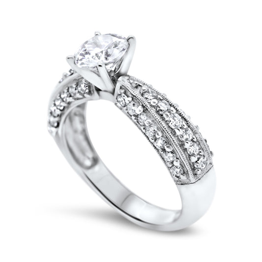 14KW Engagement Ring with CZ Centered Stone and 40 0.75ct diamonds