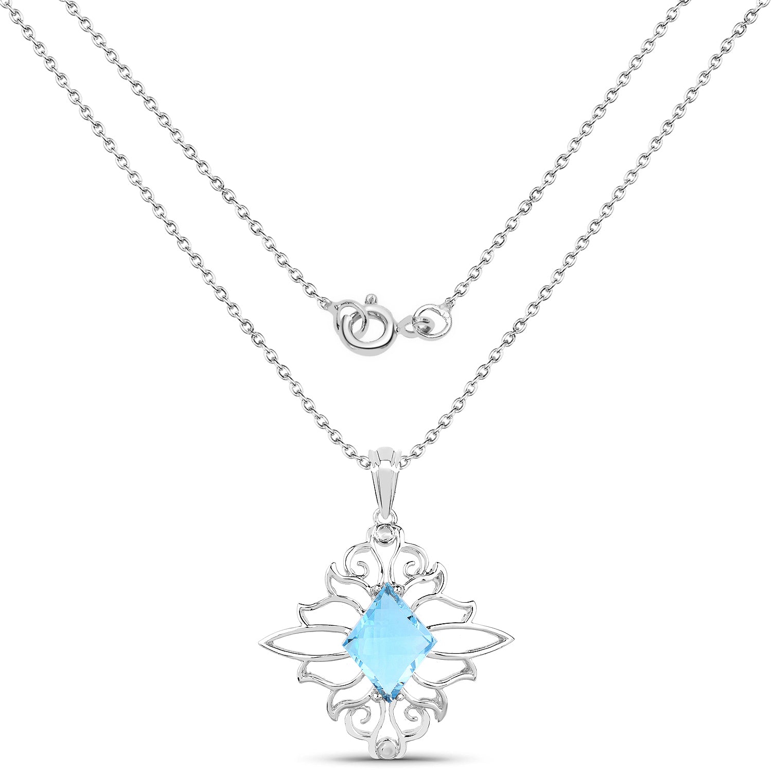 5.15 Carat Genuine Swiss Blue Topaz .925 Sterling Silver Pendant - Pendants - p4386sbt - view1 - image - Omni Jewelcrafters