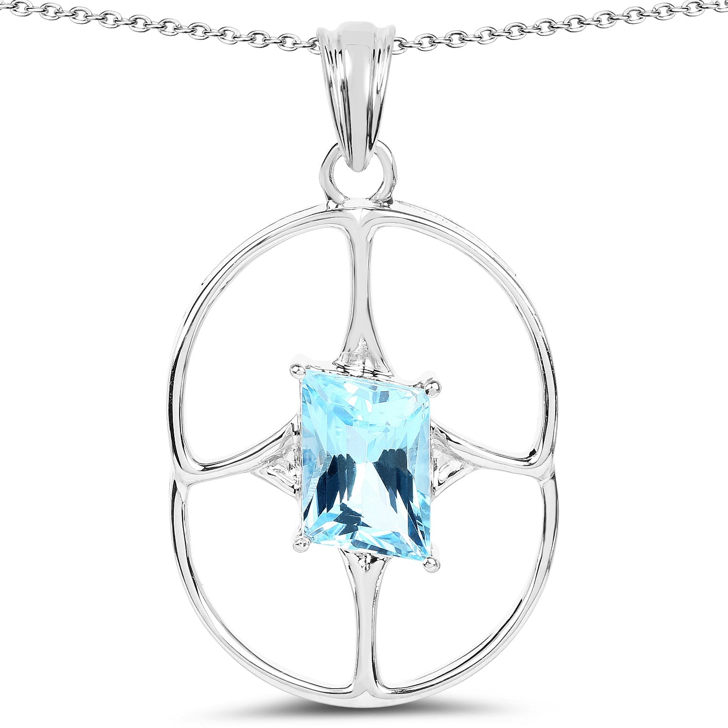 5.26 Carat Genuine Swiss Blue Topaz .925 Sterling Silver Pendant - Pendants - p4215sb - gallery - image - Omni Jewelcrafters