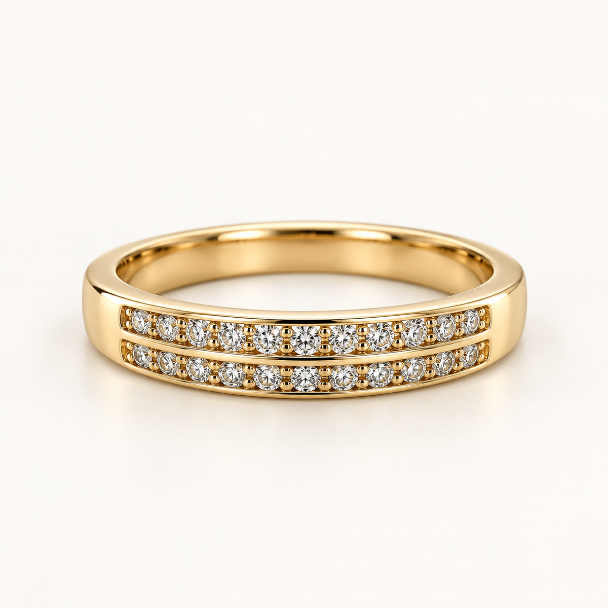 14K Yellow Gold Double-Row Diamond Anniversary Ring – 0.33 CT