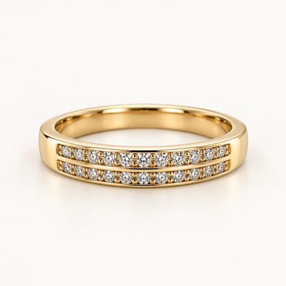 14K Yellow Gold Double-Row Diamond Anniversary Ring – 0.33 CT