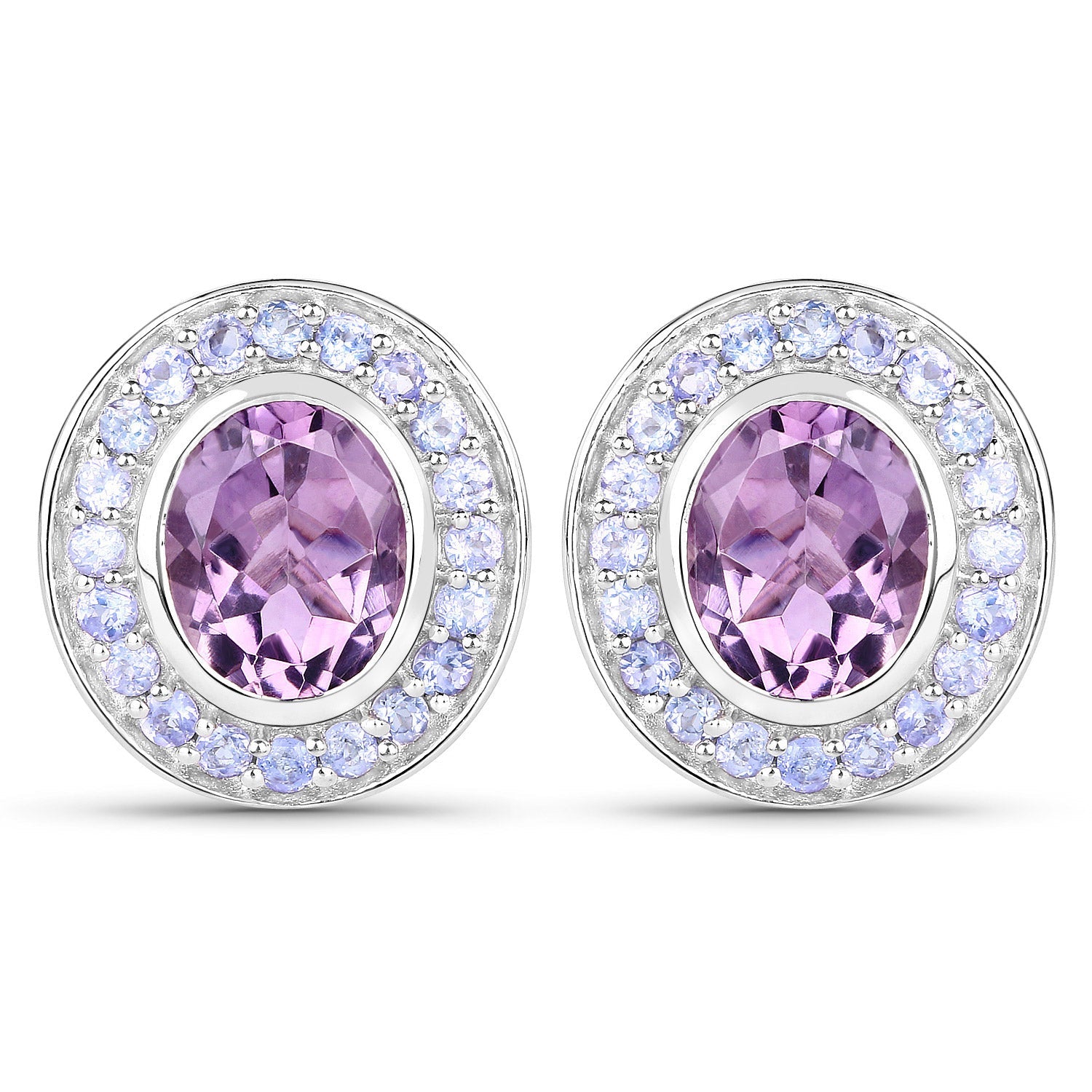 5.50 Carat Genuine Amethyst and Tanzanite .925 Sterling Silver Earrings - Earrings - e1696atan - gallery - image - Omni Jewelcrafters