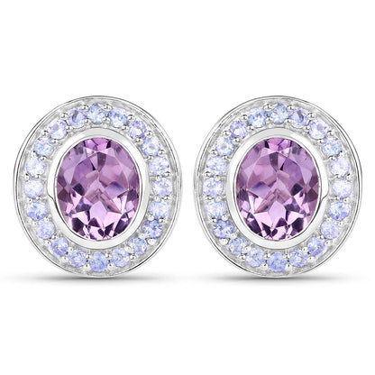 5.50 Carat Genuine Amethyst and Tanzanite .925 Sterling Silver Earrings - Earrings - e1696atan - gallery - image - Omni Jewelcrafters