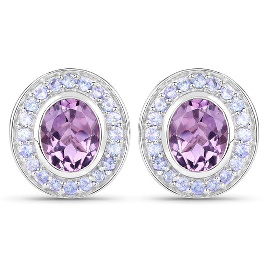 5.50 Carat Genuine Amethyst and Tanzanite .925 Sterling Silver Earrings - Earrings - e1696atan - gallery - image - Omni Jewelcrafters