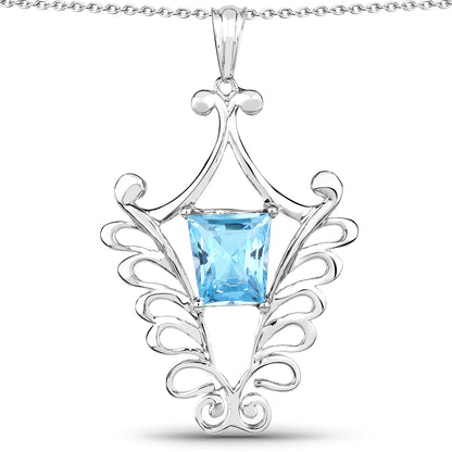 5.68 Carat Genuine Swiss Blue Topaz .925 Sterling Silver Pendant - Pendants - p4376sbt - gallery - image - Omni Jewelcrafters