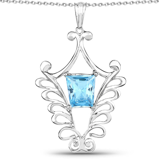 5.68 Carat Genuine Swiss Blue Topaz .925 Sterling Silver Pendant - Pendants - p4376sbt - gallery - image - Omni Jewelcrafters