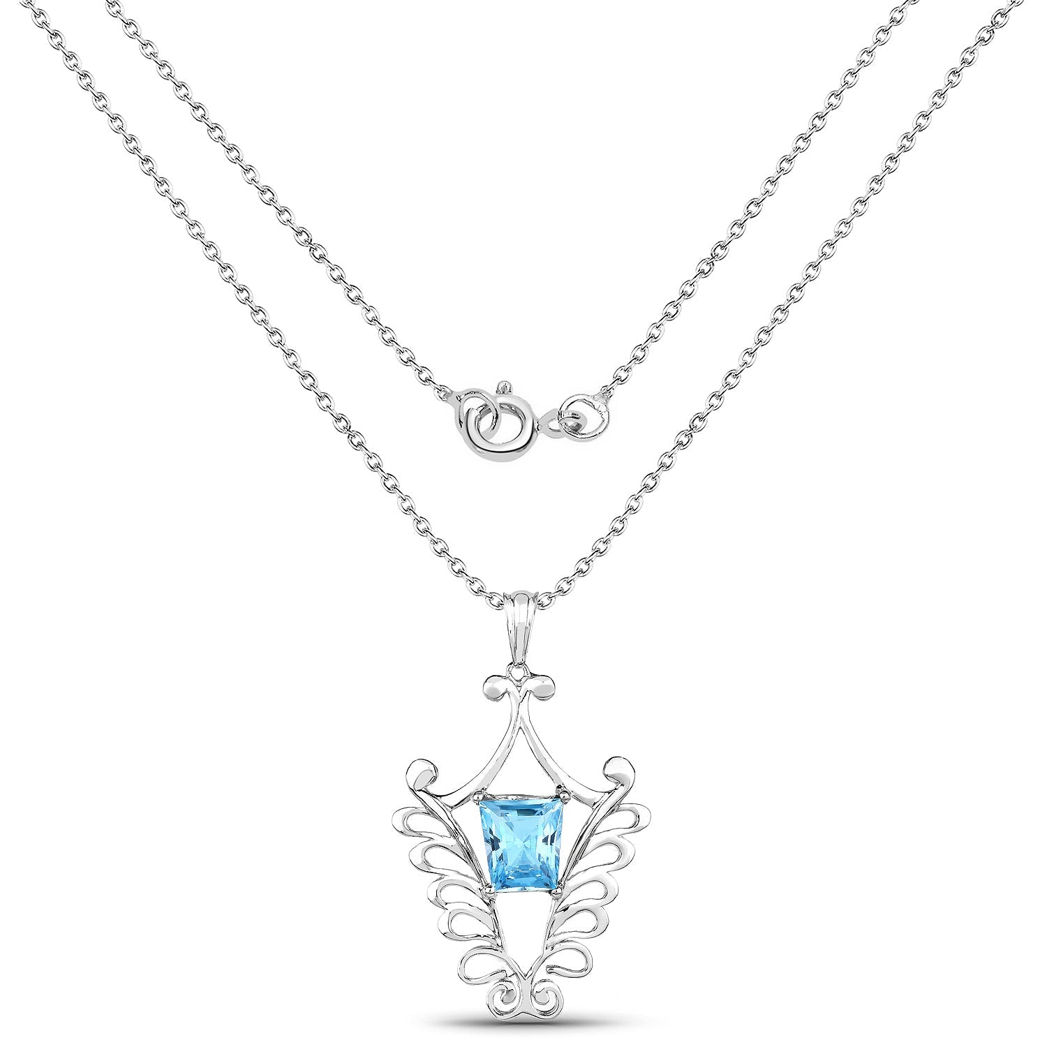 5.68 Carat Genuine Swiss Blue Topaz .925 Sterling Silver Pendant - Pendants - p4376sbt - view1 - image - Omni Jewelcrafters