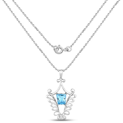 5.68 Carat Genuine Swiss Blue Topaz .925 Sterling Silver Pendant - Pendants - p4376sbt - view1 - image - Omni Jewelcrafters