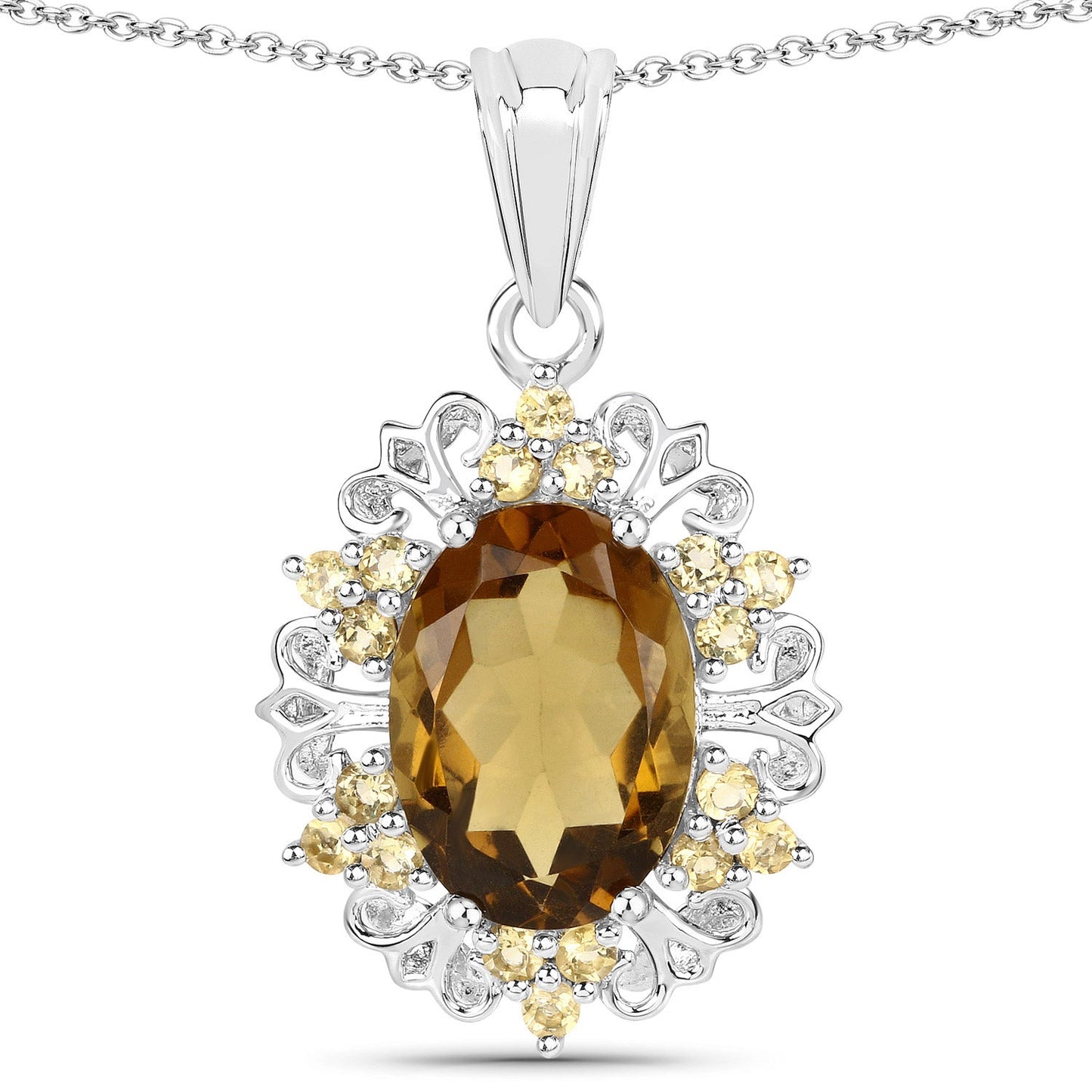 5.71 Carat Genuine Champagne Quartz and Citrine .925 Sterling Silver Pendant - Pendants - p5346chdqtzc - wgp - gallery - image - Omni Jewelcrafters