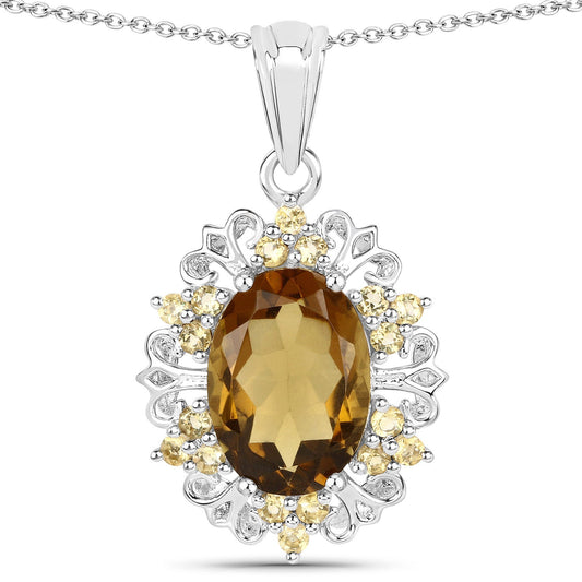 5.71 Carat Genuine Champagne Quartz and Citrine .925 Sterling Silver Pendant - Pendants - p5346chdqtzc - wgp - gallery - image - Omni Jewelcrafters