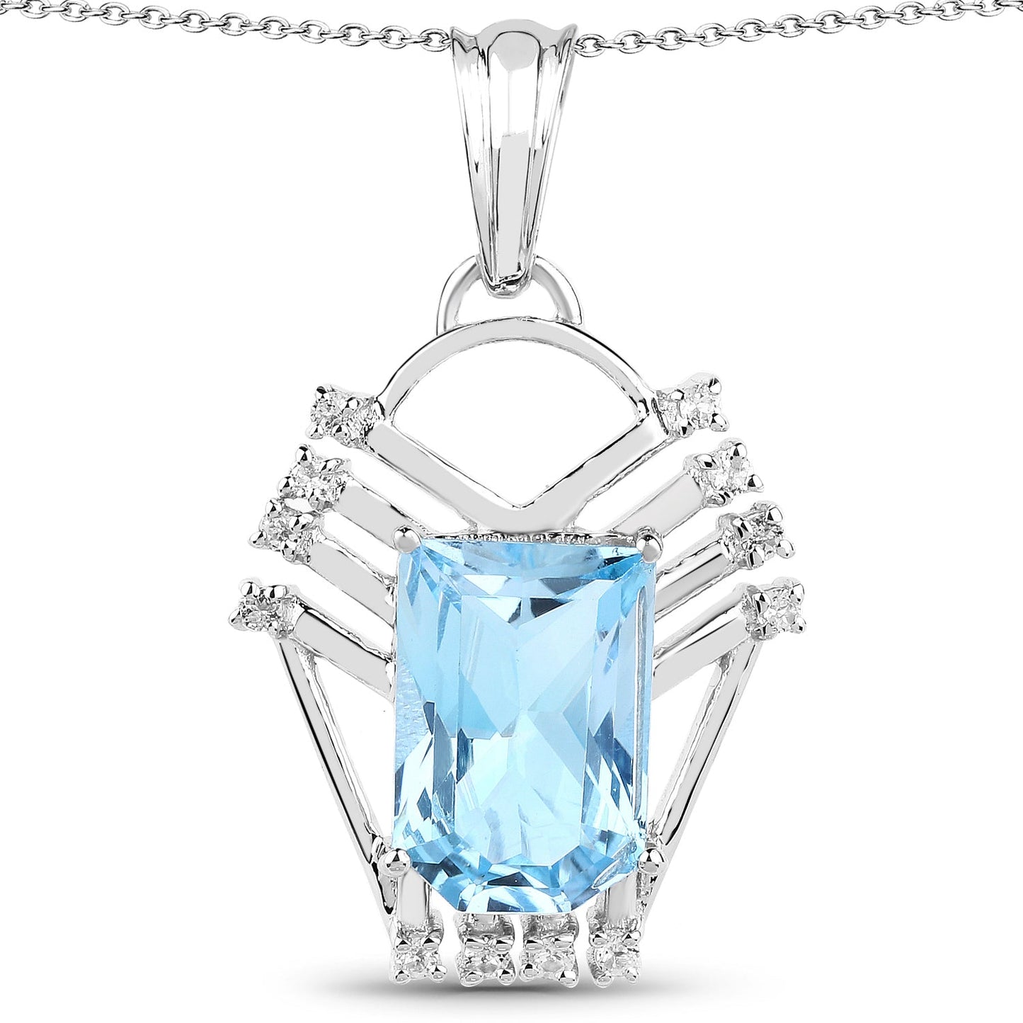 5.76 Carat Genuine Swiss Blue Topaz & White Topaz .925 Sterling Silver Pendant - Pendants - p4224sbt - gallery - image - Omni Jewelcrafters