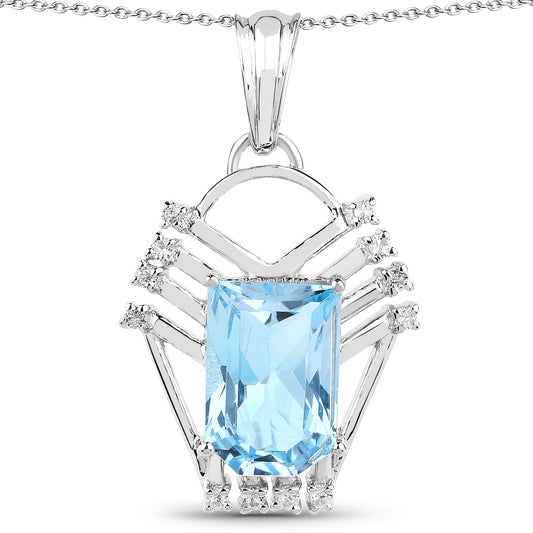 5.76 Carat Genuine Swiss Blue Topaz & White Topaz .925 Sterling Silver Pendant - Pendants - p4224sbt - gallery - image - Omni Jewelcrafters