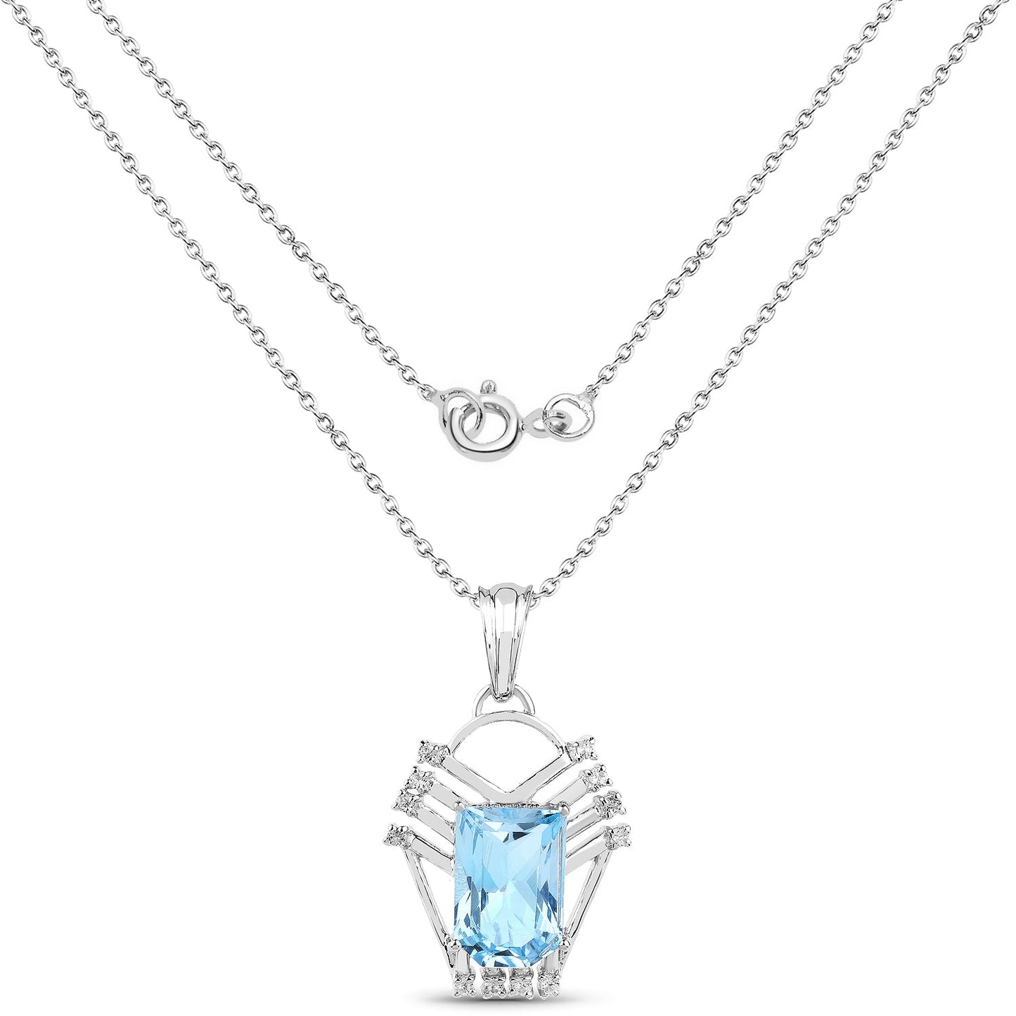 5.76 Carat Genuine Swiss Blue Topaz & White Topaz .925 Sterling Silver Pendant - Pendants - p4224sbt - view1 - image - Omni Jewelcrafters