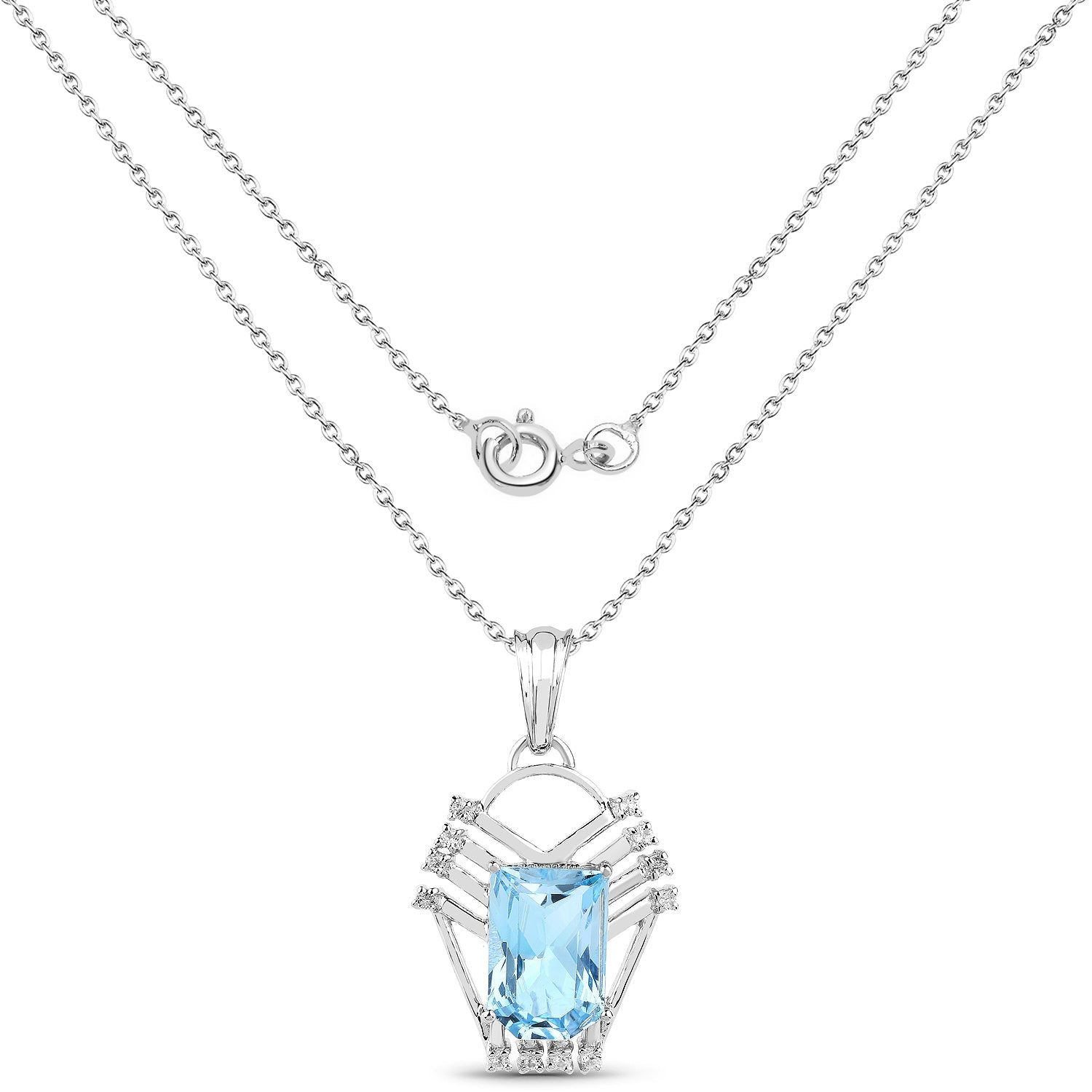 5.76 Carat Genuine Swiss Blue Topaz & White Topaz .925 Sterling Silver Pendant - Pendants - p4224sbt - view1 - image - Omni Jewelcrafters