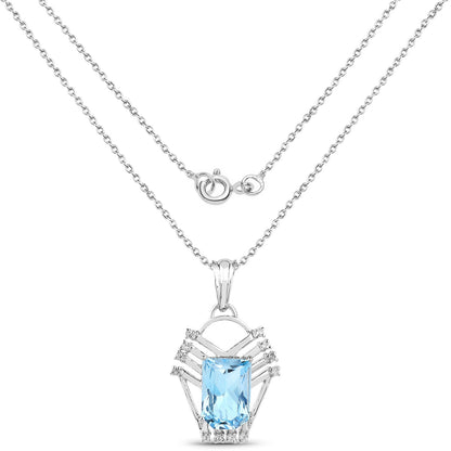 5.76 Carat Genuine Swiss Blue Topaz & White Topaz .925 Sterling Silver Pendant - Pendants - p4224sbt - view1 - image - Omni Jewelcrafters