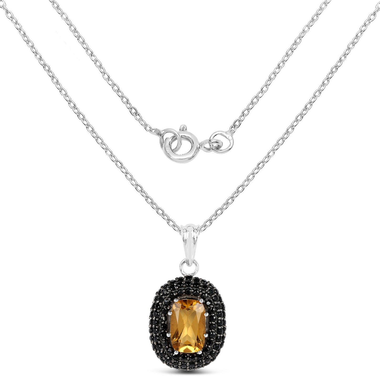 5.85 Carat Genuine Citrine and Black Spinel .925 Sterling Silver Pendant - Pendants - p3794csp - view1 - image - Omni Jewelcrafters