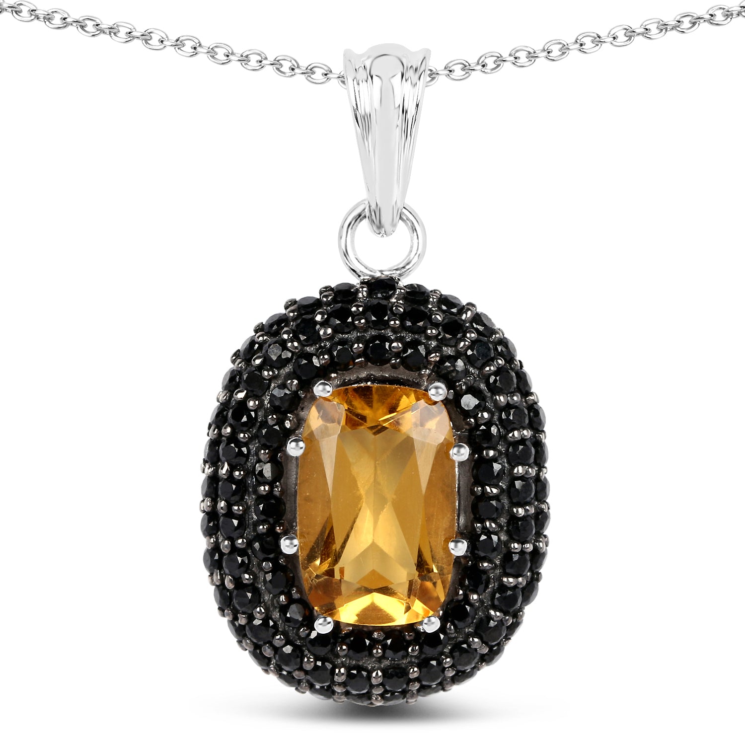 5.85 Carat Genuine Citrine and Black Spinel .925 Sterling Silver Pendant - Pendants - p3794csp - gallery - image - Omni Jewelcrafters