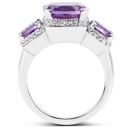 5.85 Carat Genuine Pink Amethyst and White Topaz .925 Sterling Silver Ring - Rings - r16029pamywt - view1 - image - Omni Jewelcrafters