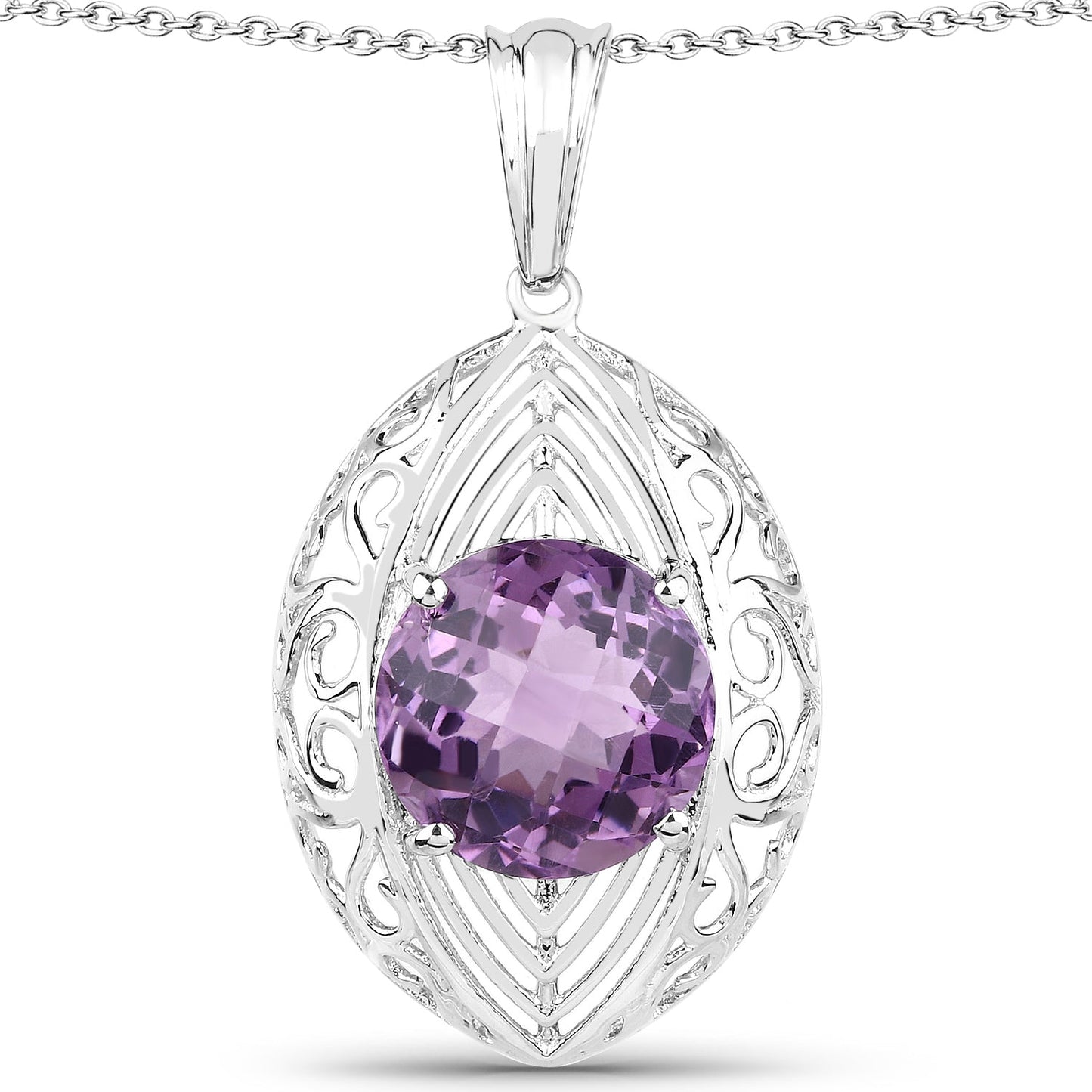 5.87 Carat Genuine Amethyst .925 Sterling Silver Pendant - Pendants - p3859a - gallery - image - Omni Jewelcrafters