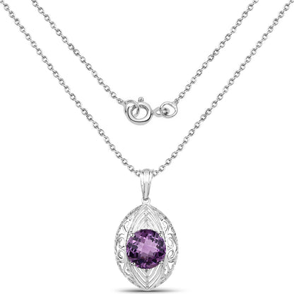 5.87 Carat Genuine Amethyst .925 Sterling Silver Pendant - Pendants - p3859a - view1 - image - Omni Jewelcrafters